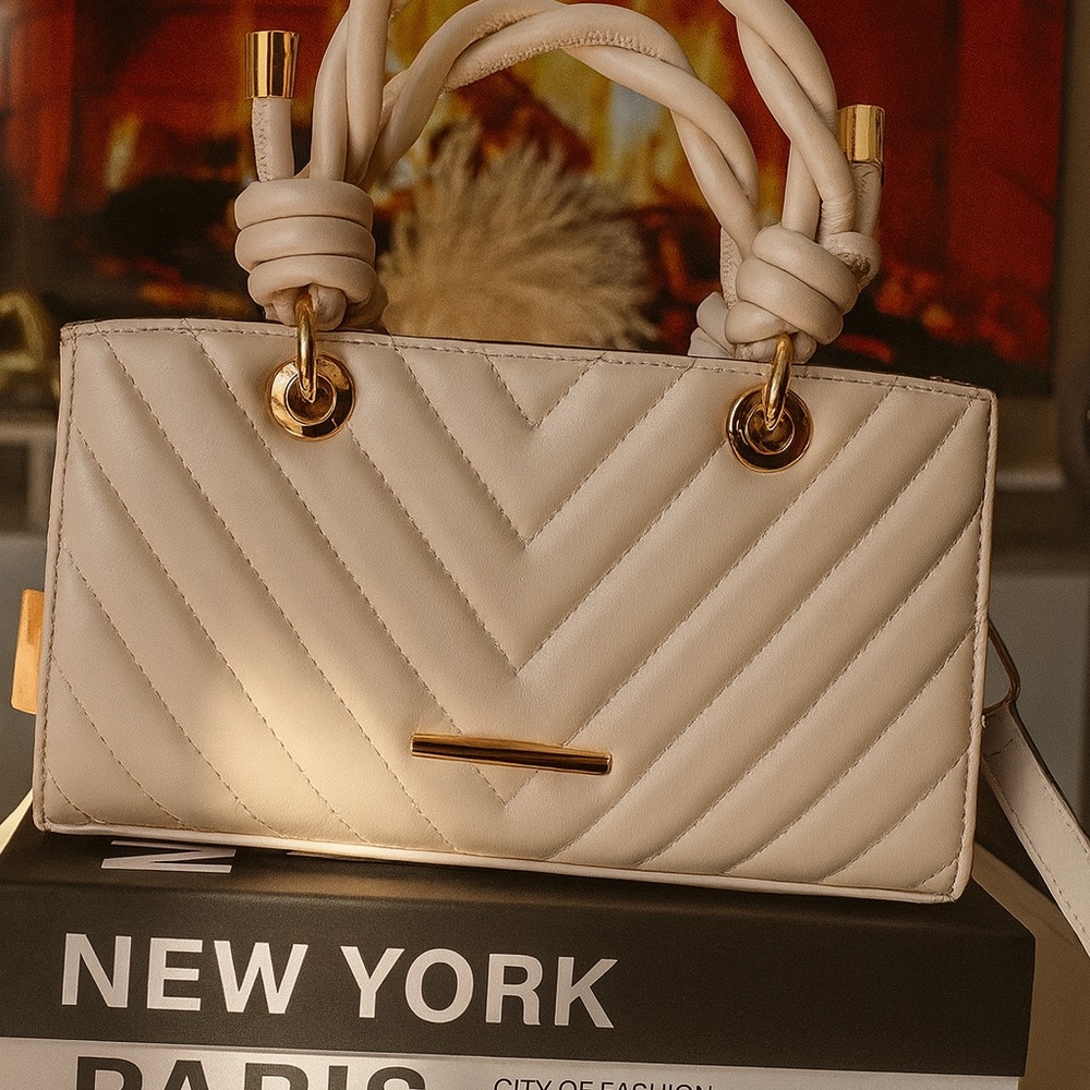 Elegant Cream Quilted Handbag